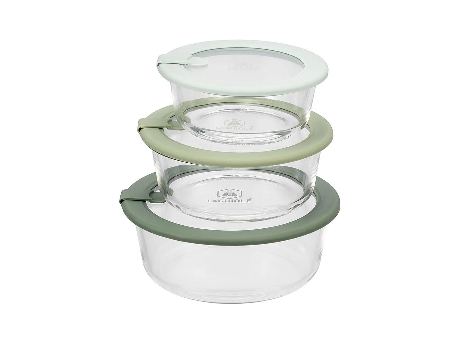 Lot de 3 boîtes en verre rondes avec couvercle 400/650/950ml