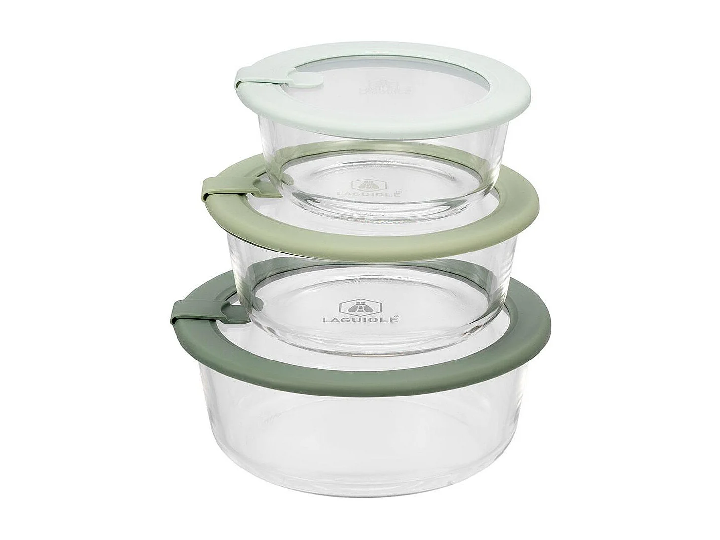 Lot de 3 boîtes en verre rondes avec couvercle 400/650/950ml