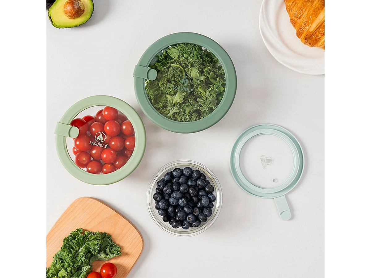 Lot de 3 boîtes en verre rondes avec couvercle 400/650/950ml