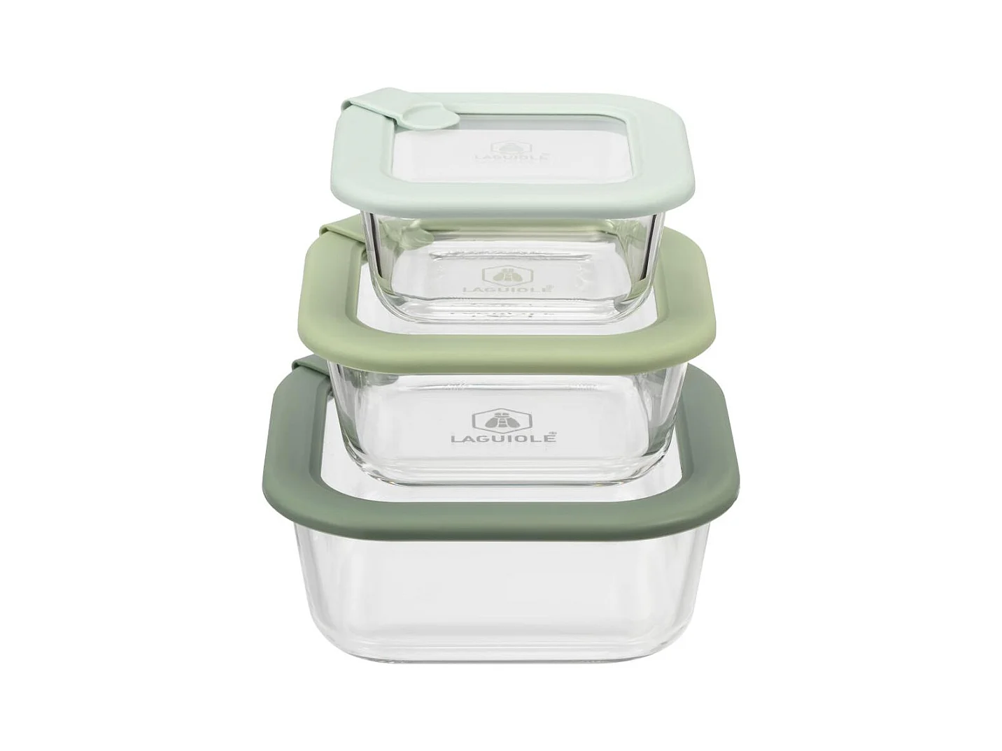 Lot de 3 boîtes en verre carrées avec couvercle 320/520/800ml