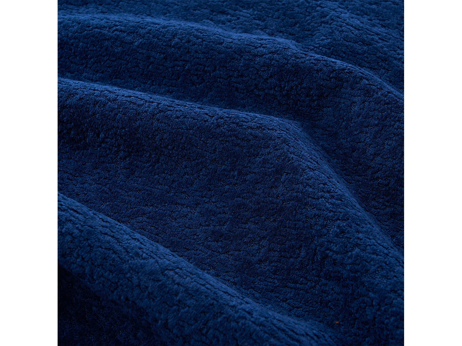 Blauwe 5-zitsbank - Frameloze bank met 4 vierkante kussens en 2 ronde kussens - chenille