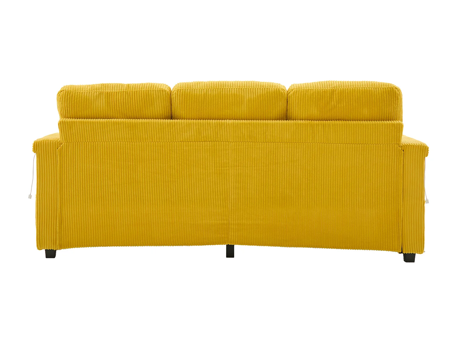 Sofá amarillo de 4 plazas - Sofá esquinero con iluminación LED y reposapiés con espacio de almacenamiento - portavasos y bolsillos laterales - pana