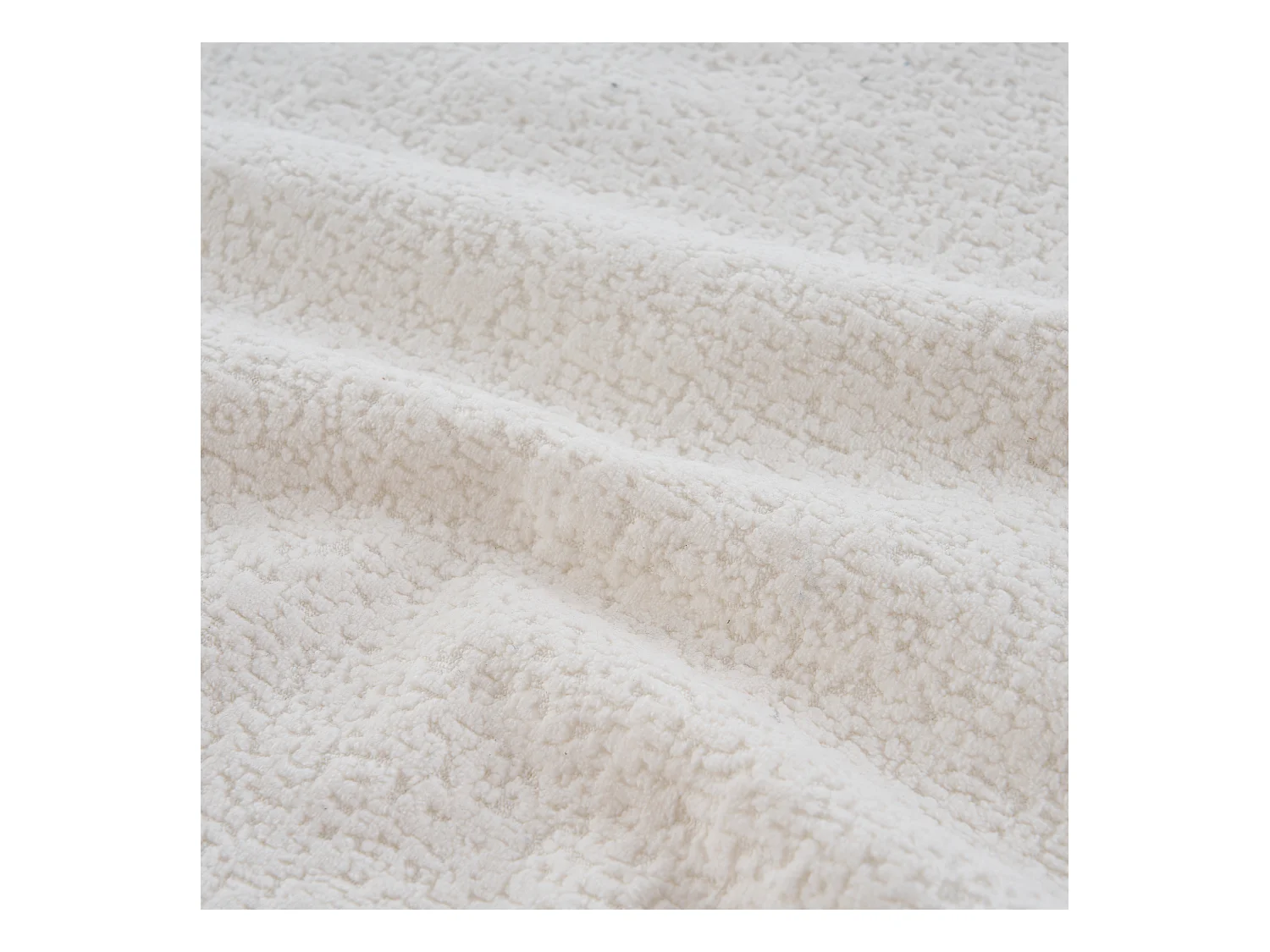 Canapé 5 places blanc - Canapé sans cadre avec 4 coussins carrés et 2 coussins ronds - chenille