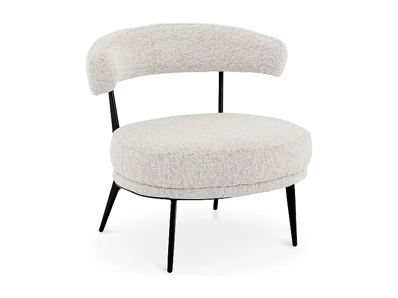 Fauteuil salon MANAO Design Moderne en Tissu Chenille effet Bouclette Couleur Beige, Sans Accoudoirs