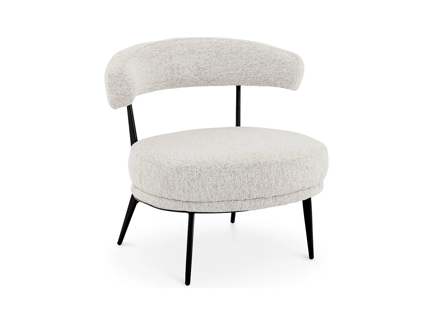Fauteuil salon MANAO Design Moderne en Tissu Chenille effet Bouclette Couleur Beige, Sans Accoudoirs