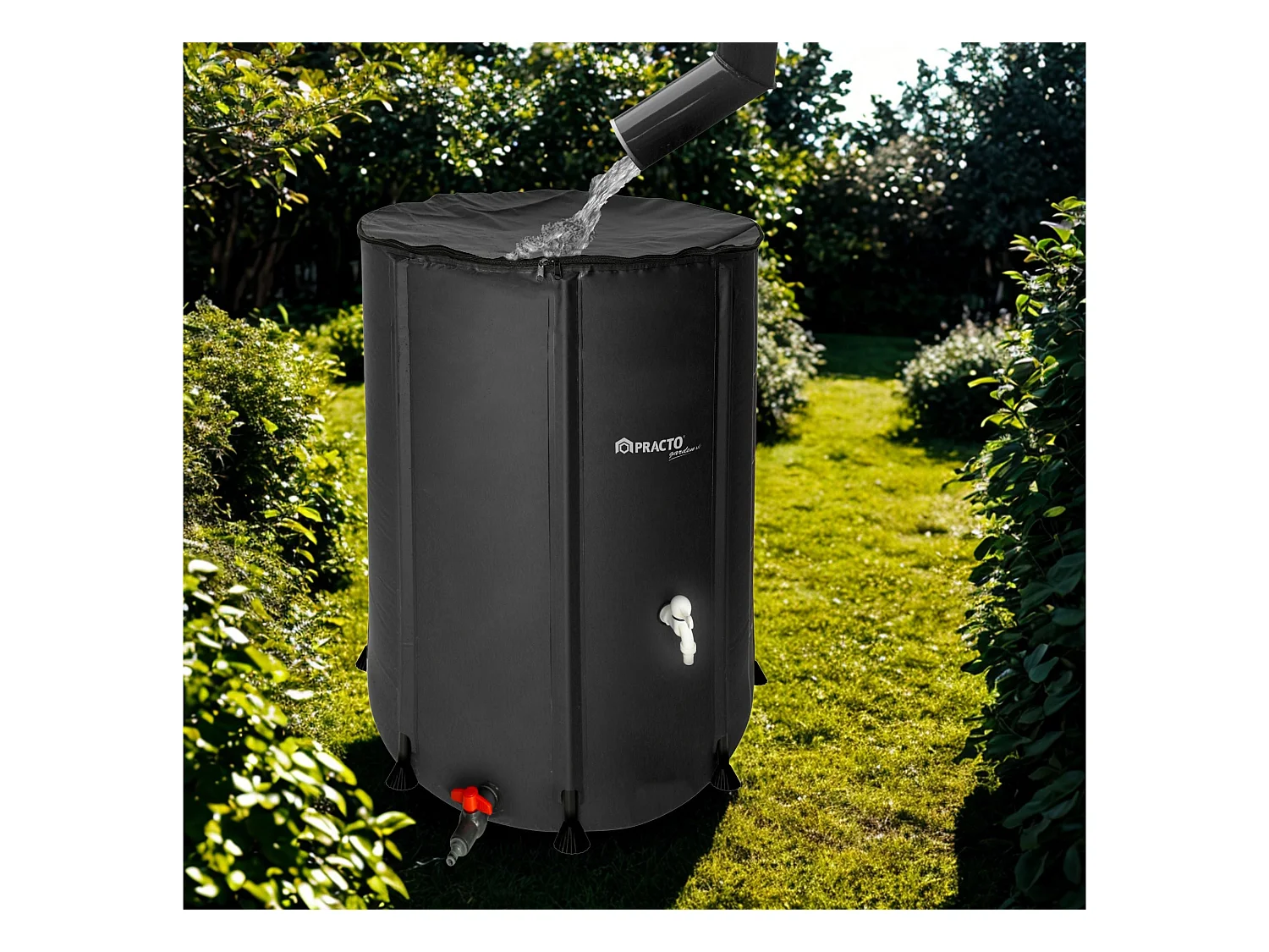 Réservoir d'eau de pluie pliable 350 L - Avec robinet et trop-plein