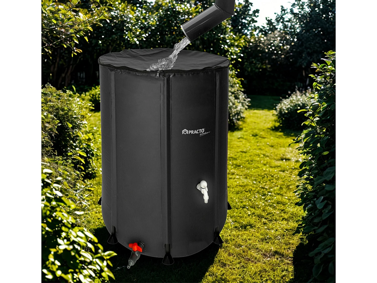 Réservoir d'eau de pluie pliable 350 L - Avec robinet et trop-plein