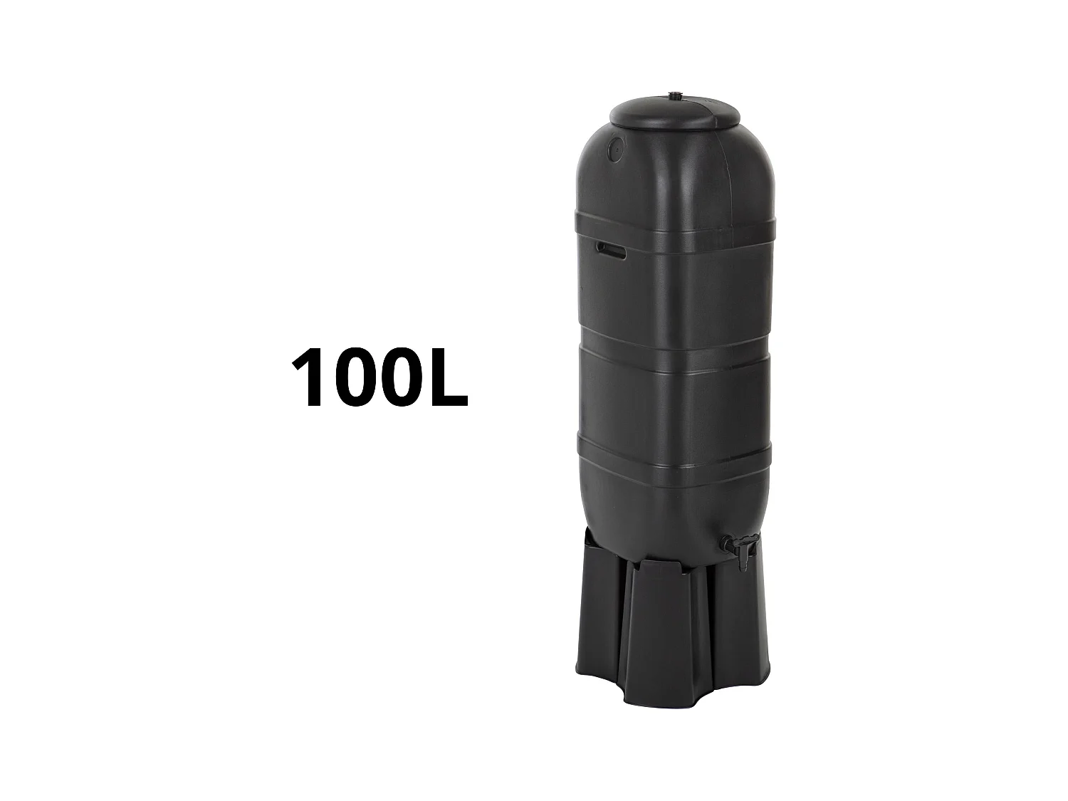 Tonneau récupérateur d’eau de pluie 100 L Noir - Accessoires inclus