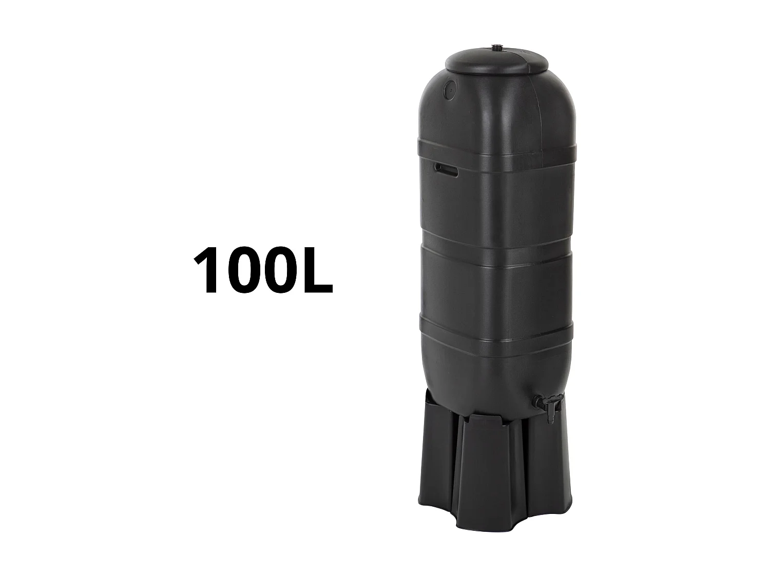 Tonneau récupérateur d’eau de pluie 100 L Noir - Accessoires inclus