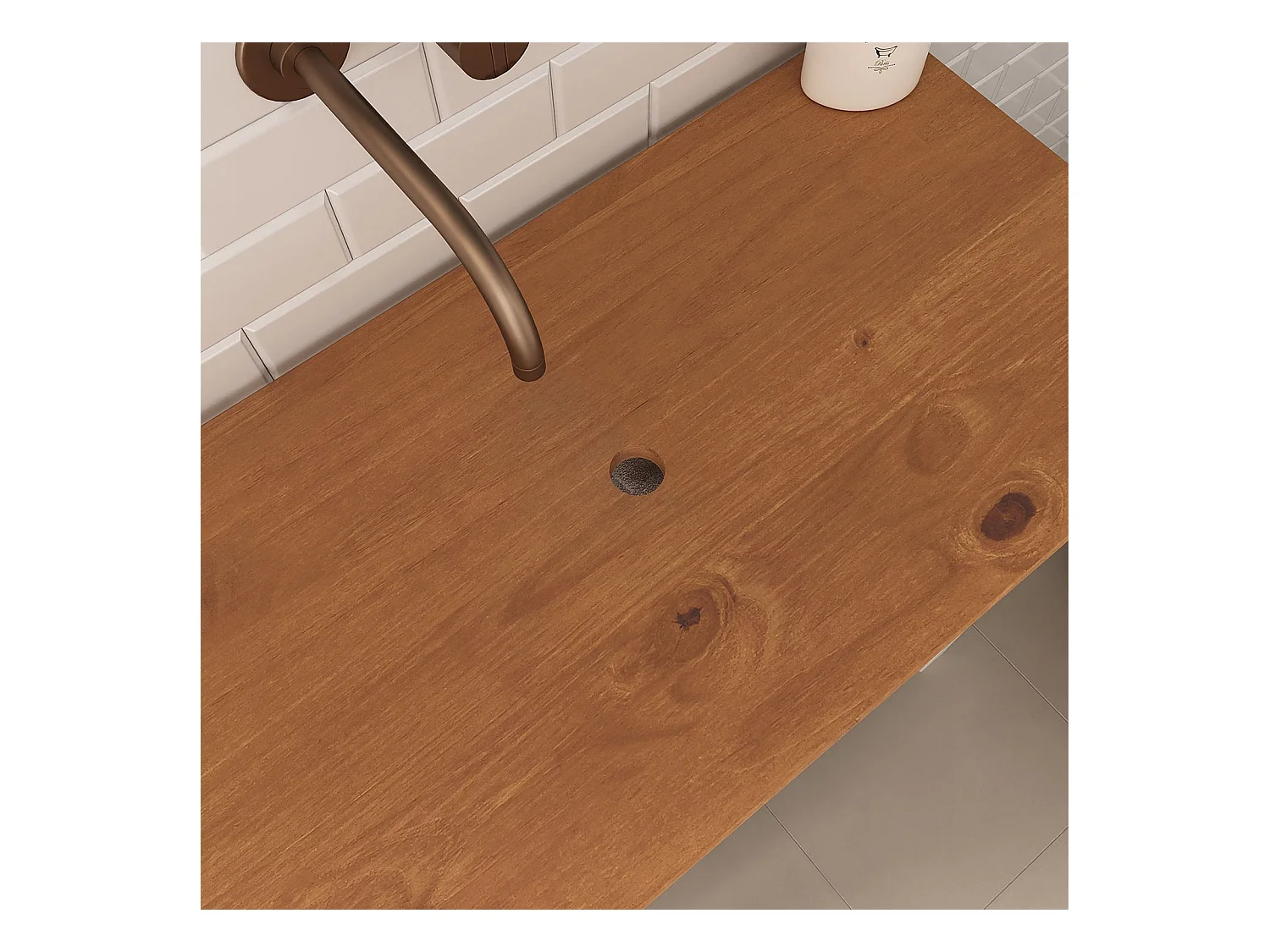 Meuble sous lavabo TEQUILA H 78 cm en bois massif avec 2 tiroirs et 2 étagères Style Mexicain, Meuble sous Vasque Salle de Bain