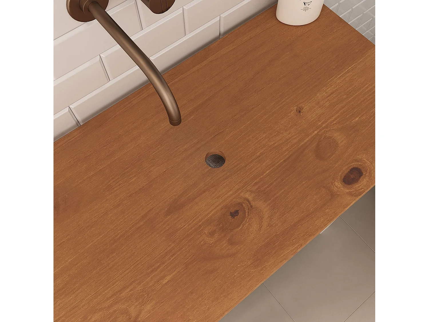 Meuble sous lavabo TEQUILA H 78 cm en bois massif avec 2 tiroirs et 2 étagères Style Mexicain, Meuble sous Vasque Salle de Bain