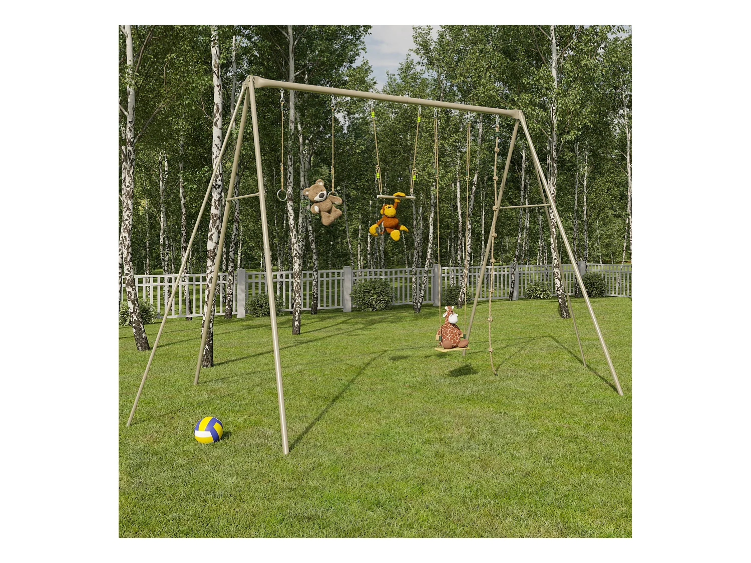 Grand portique en métal 3,50 m – 4 agrès pour adolescents et adultes