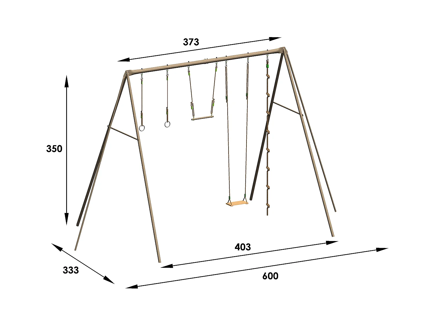 Grand portique en métal 3,50 m – 4 agrès pour adolescents et adultes