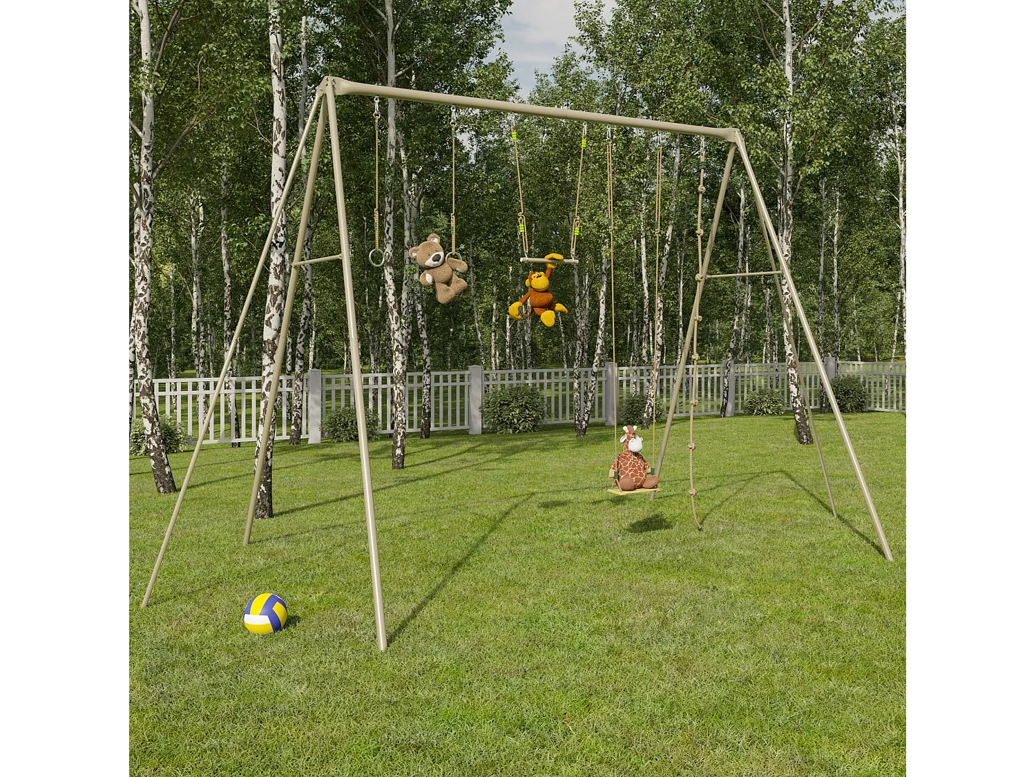 Grand portique en métal 3,50 m – 4 agrès pour adolescents et adultes