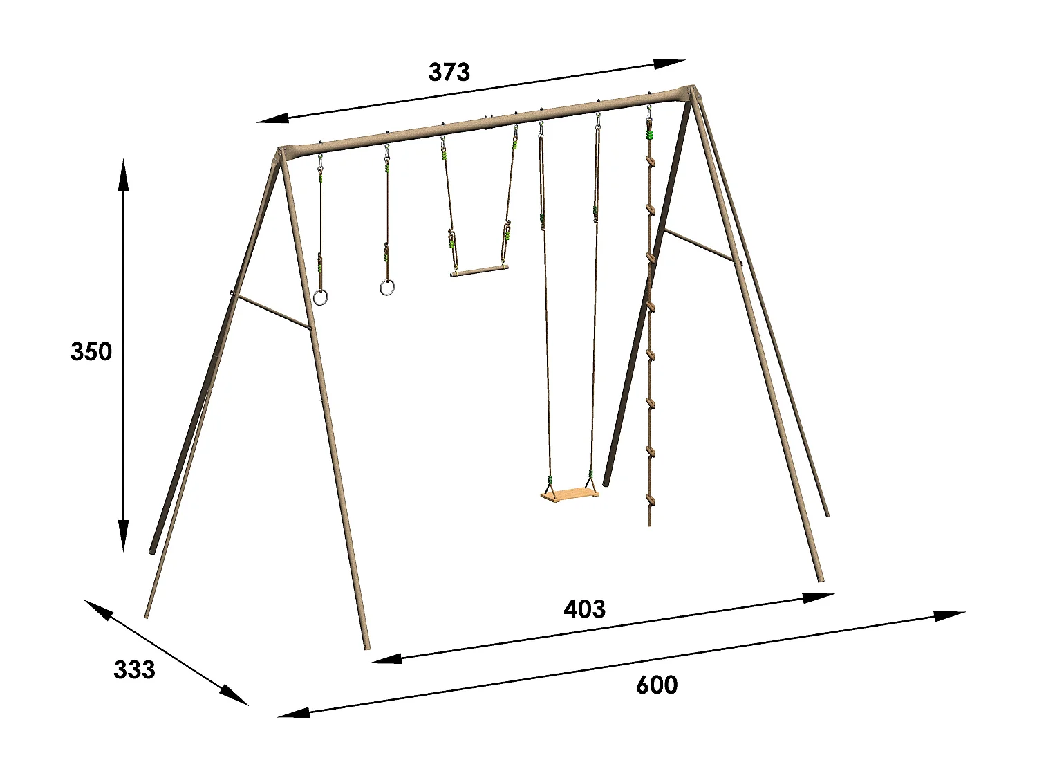 Grand portique en métal 3,50 m – 4 agrès pour adolescents et adultes