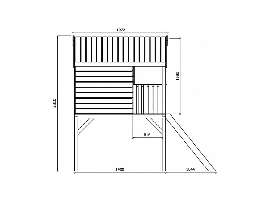 Cabane de jeux Playhouse Traditional 1800 x 1900 cm, Sapin du Nord certifié, FSC Mixte