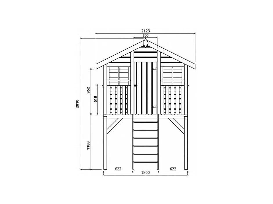 Cabane de jeux Playhouse Traditional 1800 x 1900 cm, Sapin du Nord certifié, FSC Mixte