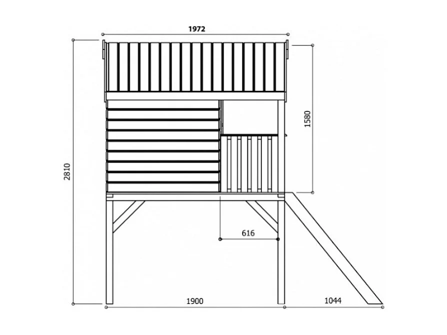 Cabane de jeux Playhouse Traditional 1800 x 1900 cm, Sapin du Nord certifié, FSC Mixte
