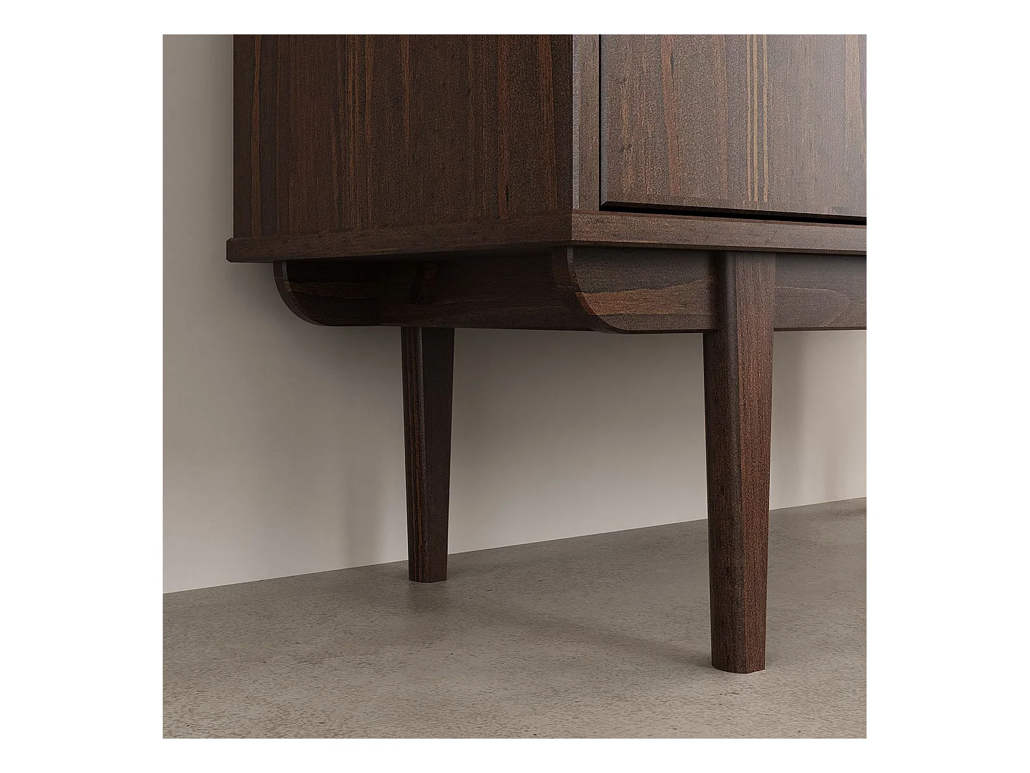 Buffet haut SIMONA 80x133 cm en Bois massif coloris noyer avec 2 Portes et Étagères, Vaisselier en hauteur