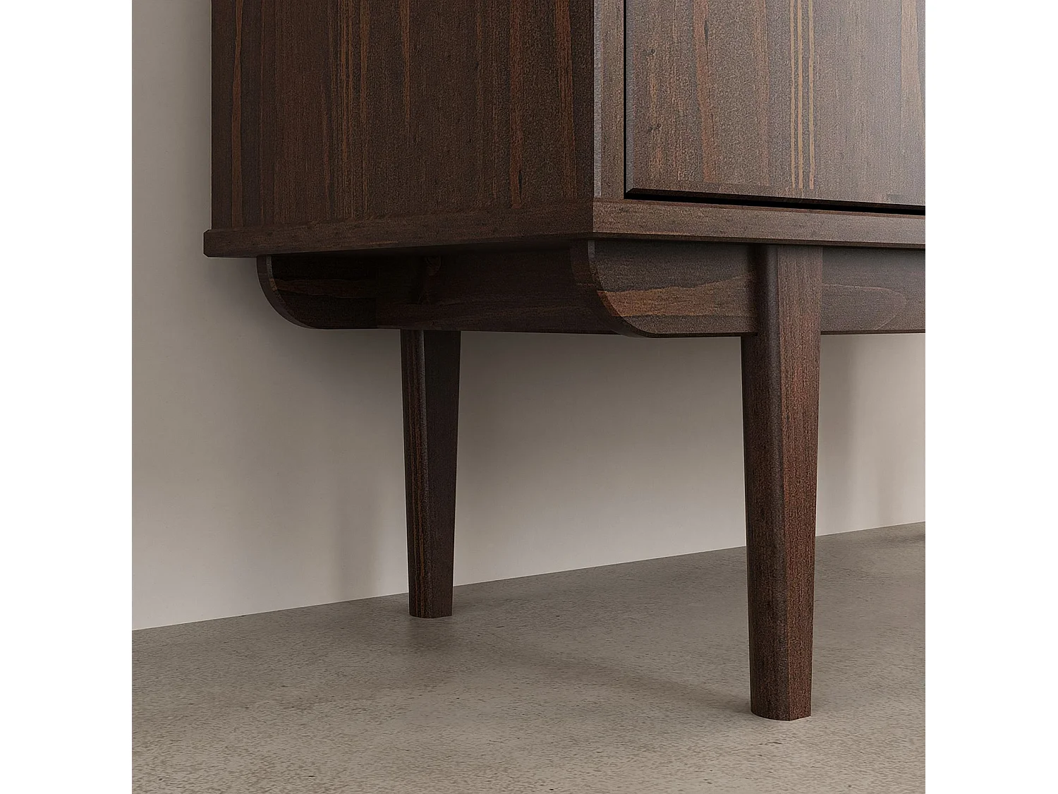 Buffet haut SIMONA 80x133 cm en Bois massif coloris noyer avec 2 Portes et Étagères, Vaisselier en hauteur