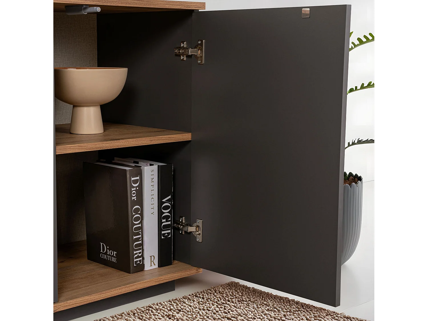 Aparador Moderno "Future" em Antracite e Pinho Atlântico, 180x44,5x75 cm