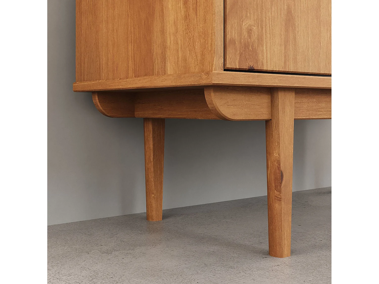 Buffet haut SIMONA 80x133 cm en Bois massif coloris chêne avec 2 Portes et Étagères, Vaisselier en hauteur