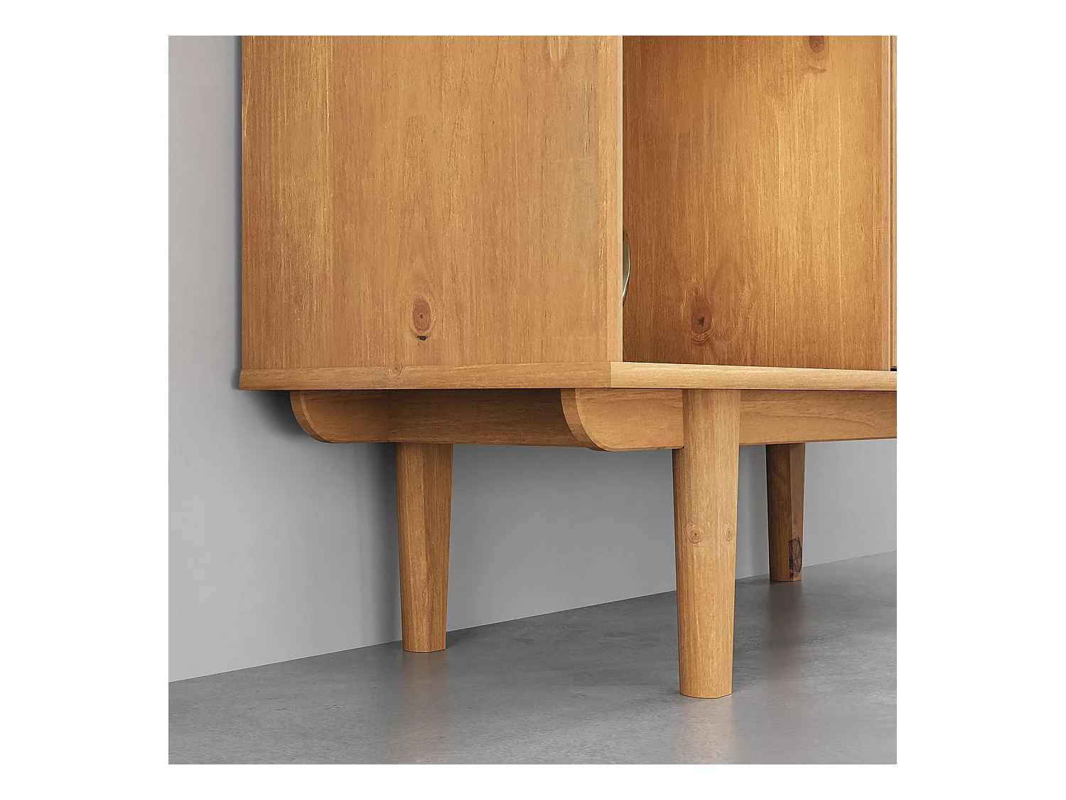 Buffet haut SIMONA 95x139 cm en bois massif coloris chêne avec 3 Portes et 3 Étagères, Vaisselier en hauteur