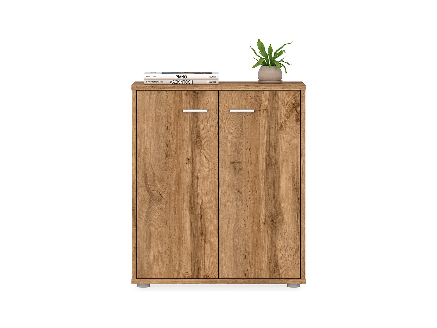 Buffet salle à manger FIRMIN L 60 cm coloris chêne wotan avec 2 portes bahut bas meuble de rangement style moderne