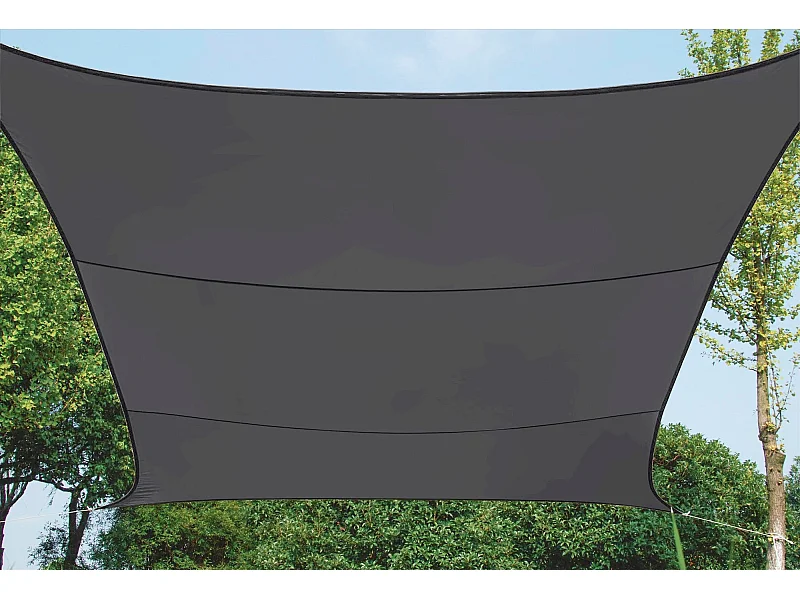 Rechthoekig schaduwzeil 4 x 3 m Donkergrijs - UV-bescherming 90% - PE 180g/m²