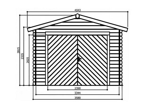 Garage Traditional Solid Superia 3580 x 5080 cm - 28 mm - Sapin du Nord Certifié