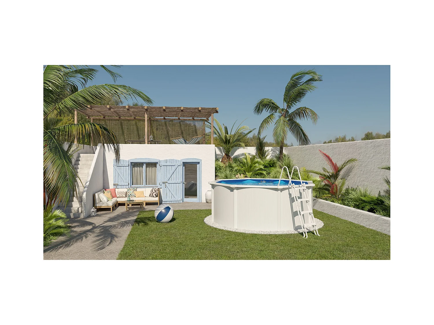 Piscine hors-sol SAPHIR ronde en acier galvanisé - Ø 3,30 m x H 1,20 m - 8 m³