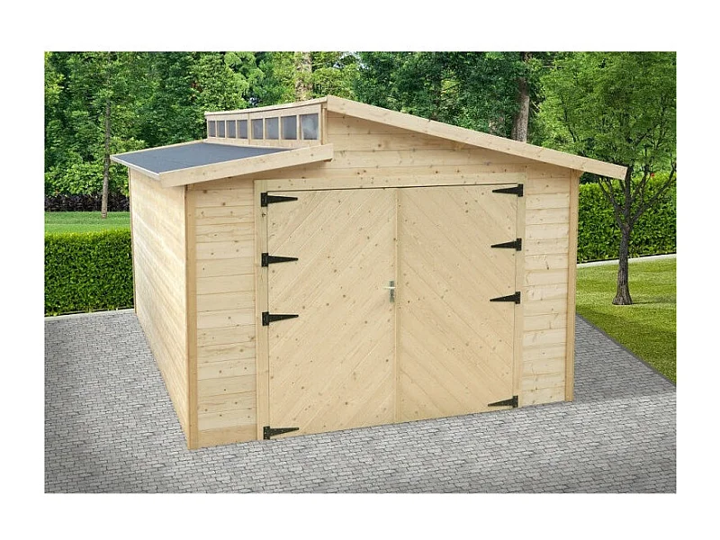 Garage TORINO 24,16 m² - Sapin du Nord certifié FSC - Double porte en bois