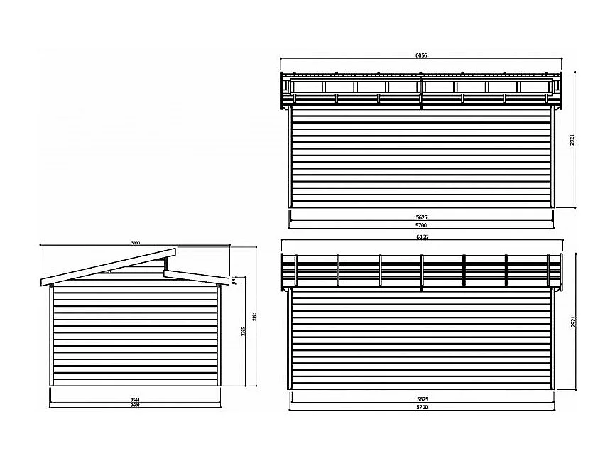 Garage TORINO 24,16 m² - Sapin du Nord certifié FSC - Double porte en bois