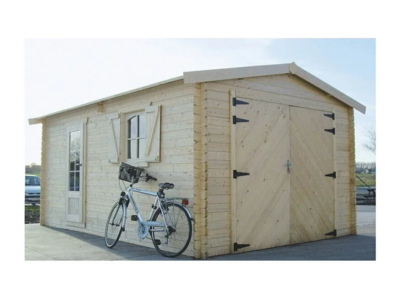 Abri de jardin Solid Superia Garage Traditional 3,58 m x 5,38 m (17,07 m²) - Sapin du Nord 40 mm