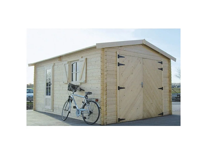 Abri de jardin Solid Superia Garage Traditional 3,58 m x 5,38 m (17,07 m²) - Sapin du Nord 40 mm