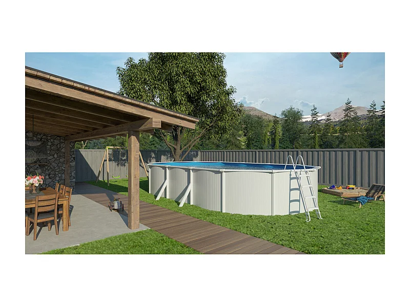 Trigano Jardin Piscine métal hors sol 7,60 x 3,90 m x 1,20 m - pi5130