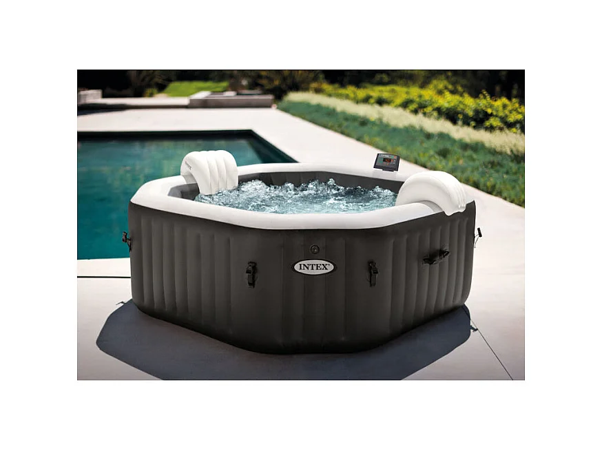 Spa Gonflable Intex PureSpa Jets & Bulles Deluxe 6 Places Noir 218 x 71 cm