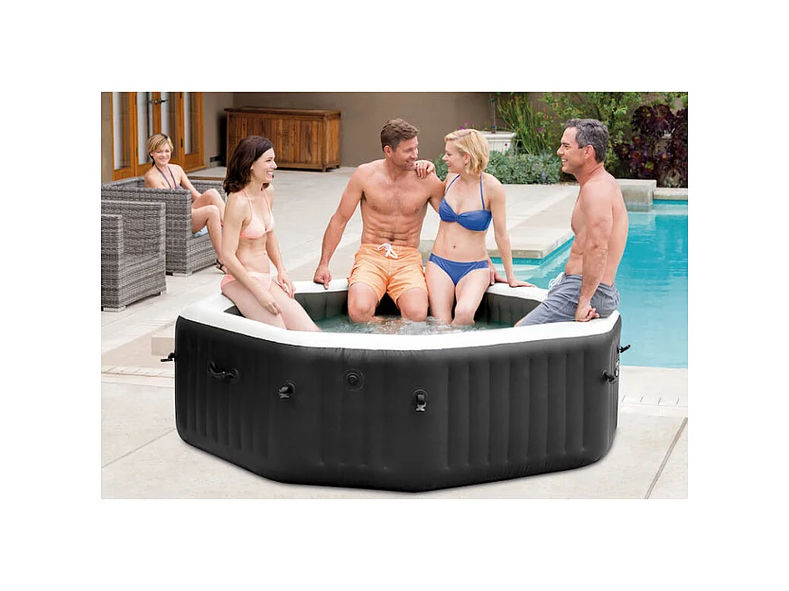 Spa Gonflable Intex PureSpa Jets & Bulles Deluxe 6 Places Noir 218 x 71 cm
