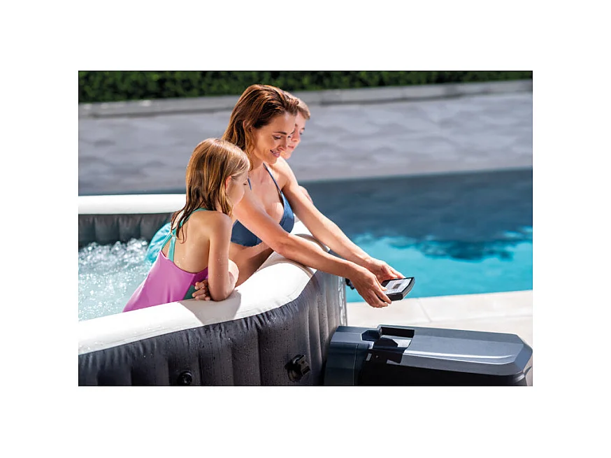 Spa Gonflable Intex PureSpa Jets & Bulles Deluxe 6 Places Noir 218 x 71 cm