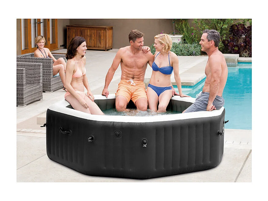 Opblaasbare Spa Intex PureSpa Jets & Bubbels Deluxe 6 Personen Zwart 218 x 71 cm