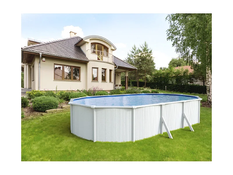 Metal zwembad Saphir Rechthoekig 6,35 x 3,90 x 1,20 m - 21 m³ - Verzinkt wit gelakt staal