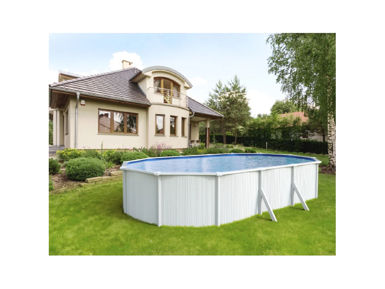 Metal zwembad Saphir Rechthoekig 6,35 x 3,90 x 1,20 m - 21 m³ - Verzinkt wit gelakt staal