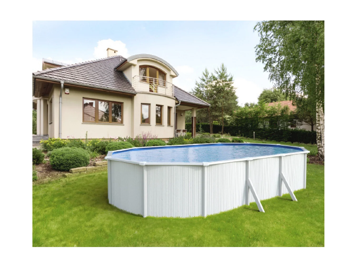 Piscine Métal Saphir Rectangulaire 6,35 x 3,90 x 1,20 m - 21 m³ - Acier Galvanisé Laqué Blanc