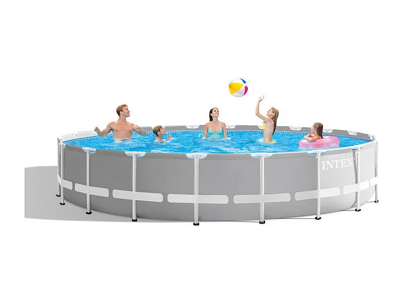 Piscine Tubulaire Prism Frame Ronde Gris - 610 x 132 cm - Intex - 32695 L