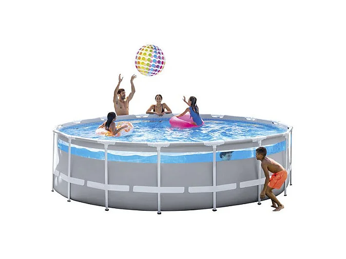 Piscine Prism Frame Clearview Ronde Gris - Ø 4,88 x H 1,22 m - Intex