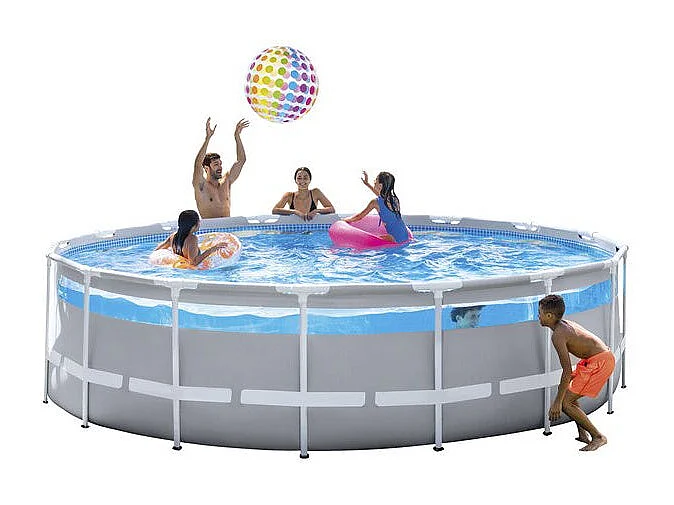 Piscine Prism Frame Clearview Ronde Gris - Ø 4,88 x H 1,22 m - Intex