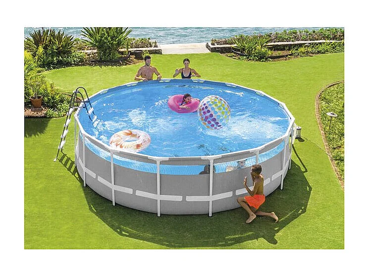 Piscine Prism Frame Clearview Ronde Gris - Ø 4,88 x H 1,22 m - Intex