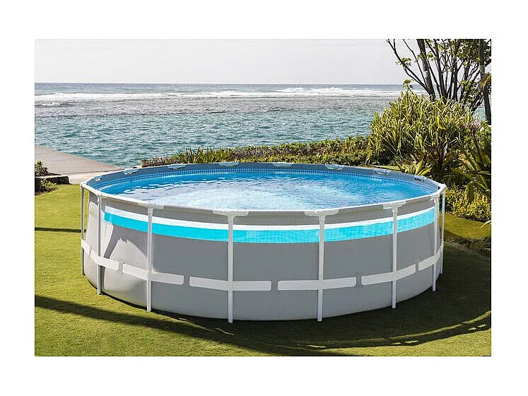 Piscine Prism Frame Clearview Ronde Gris - Ø 4,88 x H 1,22 m - Intex