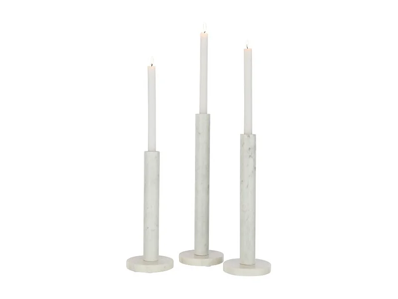 Juego de 3 portavelas de cerámica blanca H30 a 40 cm