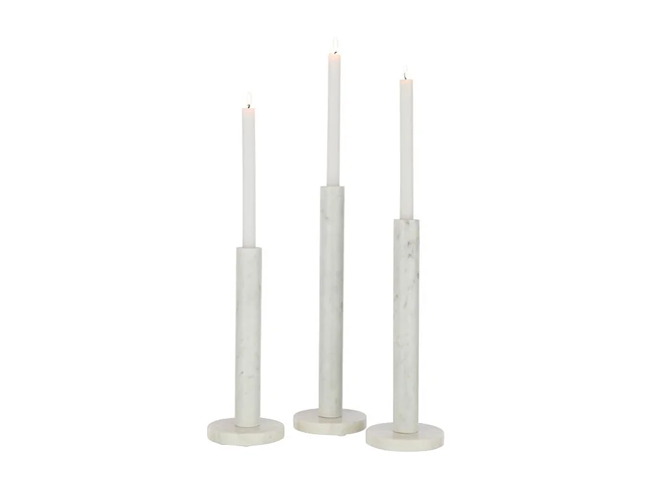 Juego de 3 portavelas de cerámica blanca H30 a 40 cm